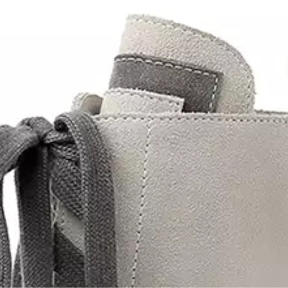 LATEST TREND OFF-WHITE GENUINE SUEDE LEATHER BOOTS WITH BEADING AND LECES - Picture 11 of 16